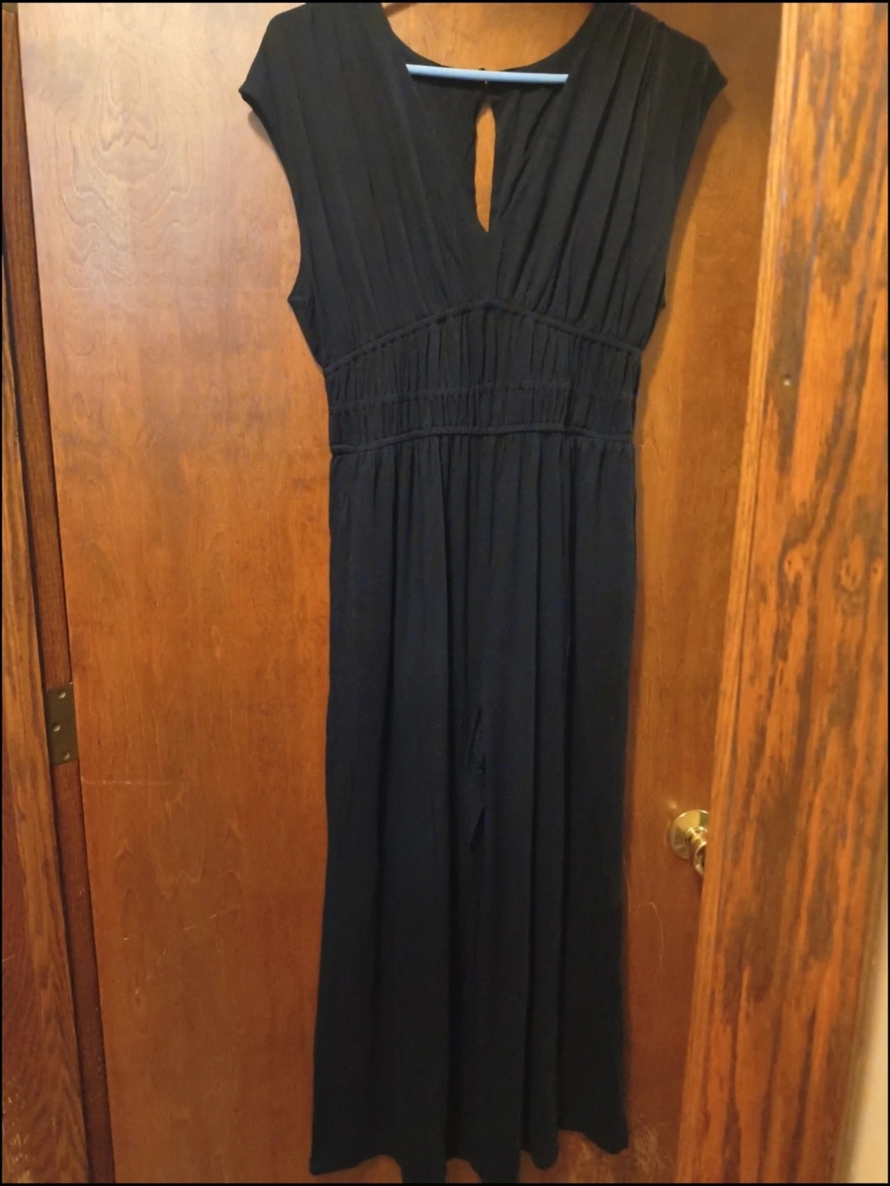 Old Navy Waist-Defined Smocked Jumpsuit Black Medium Petite